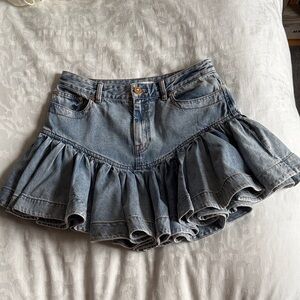Zimmermann Denim Frill Mini Skirt - Sea Foam - Zimm 2 (US8)